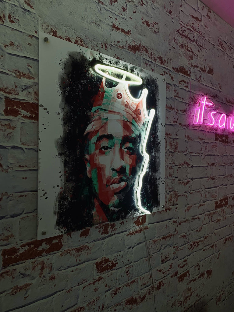 Tupac Acrylic Art w/ Neon Accent