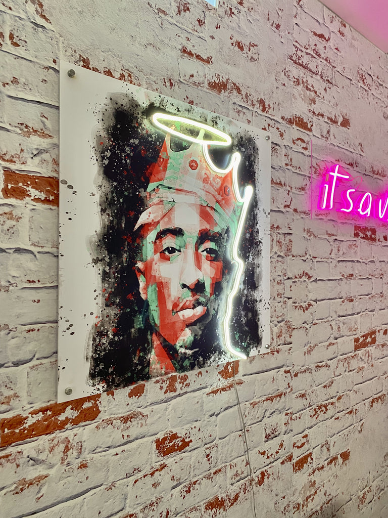 Tupac Acrylic Art w/ Neon Accent
