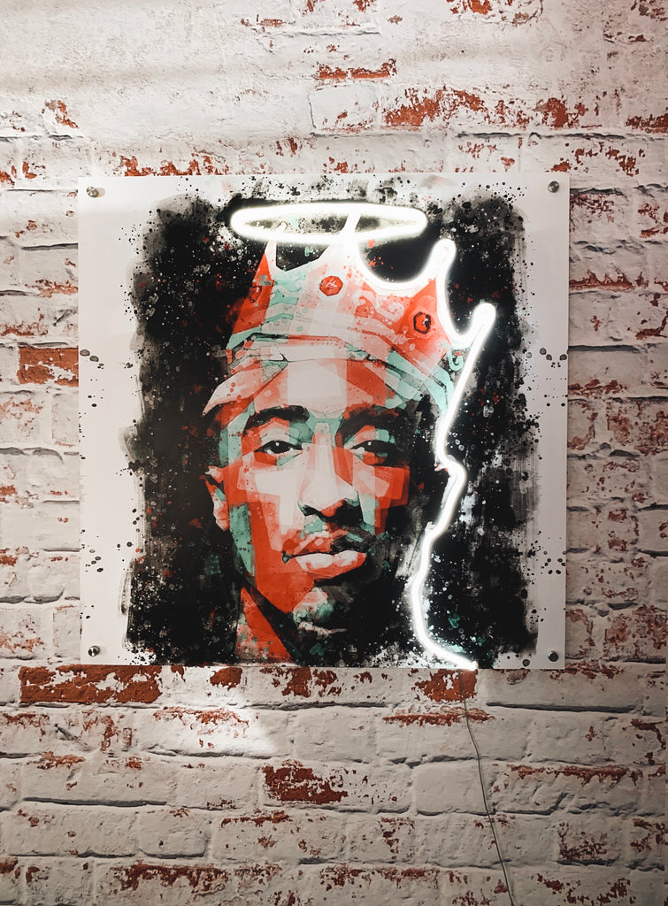Tupac Acrylic Art w/ Neon Accent