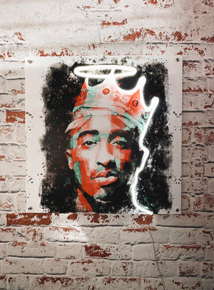 Tupac Acrylic Art w/ Neon Accent