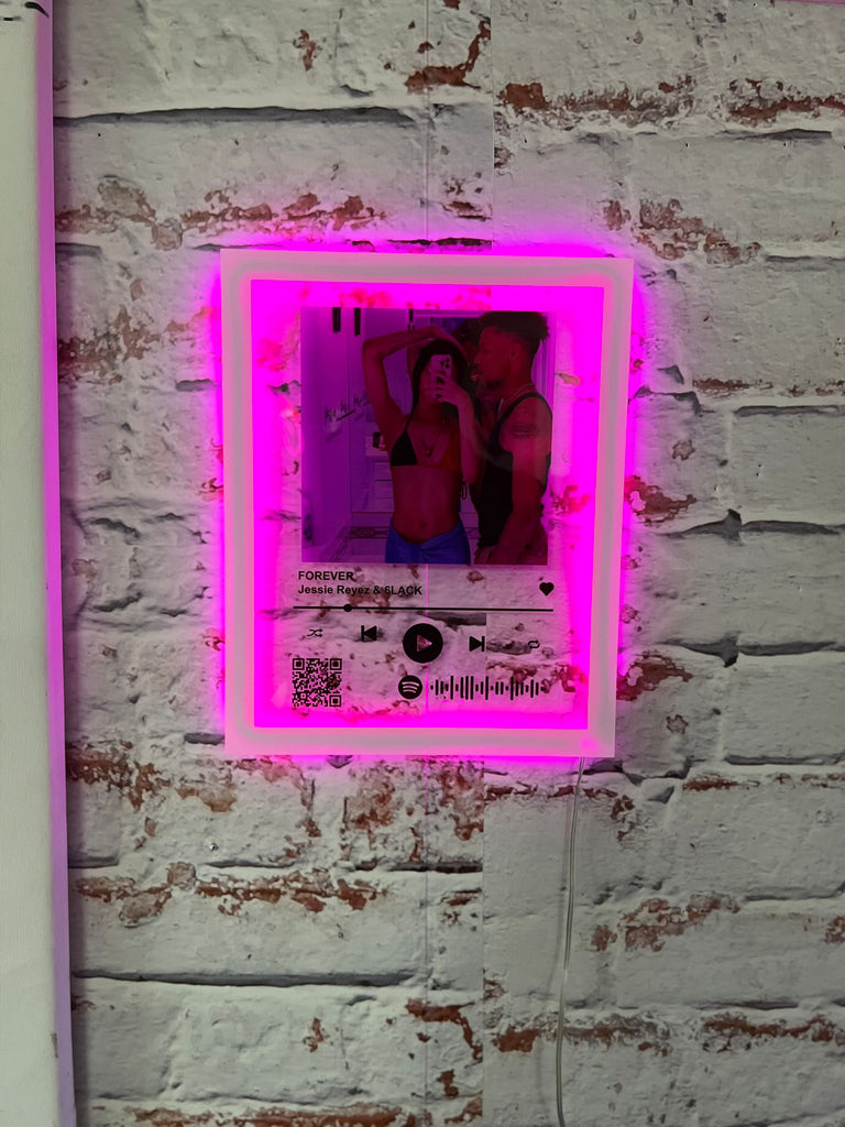 Custom Neon Acrylic Song Plaque with QR code