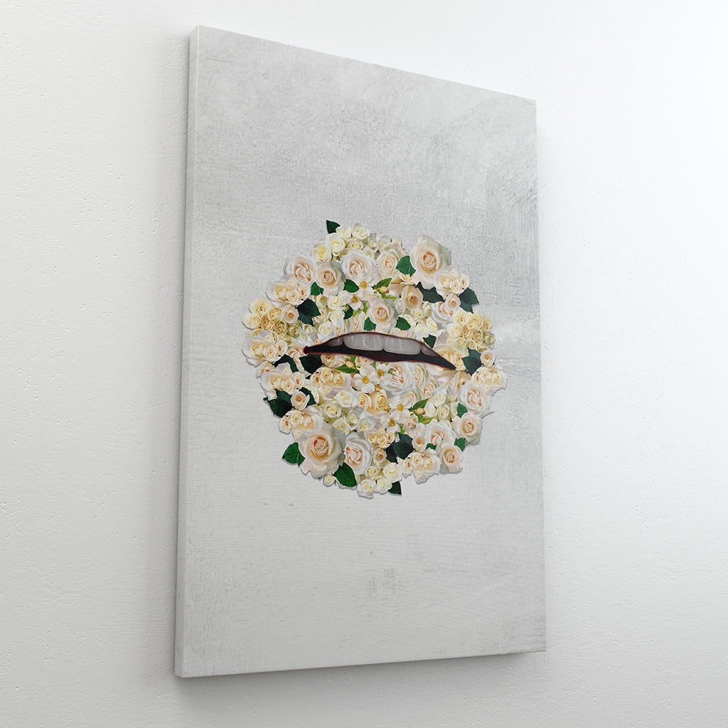 Floral Lips - Modern Canvas Wall Art